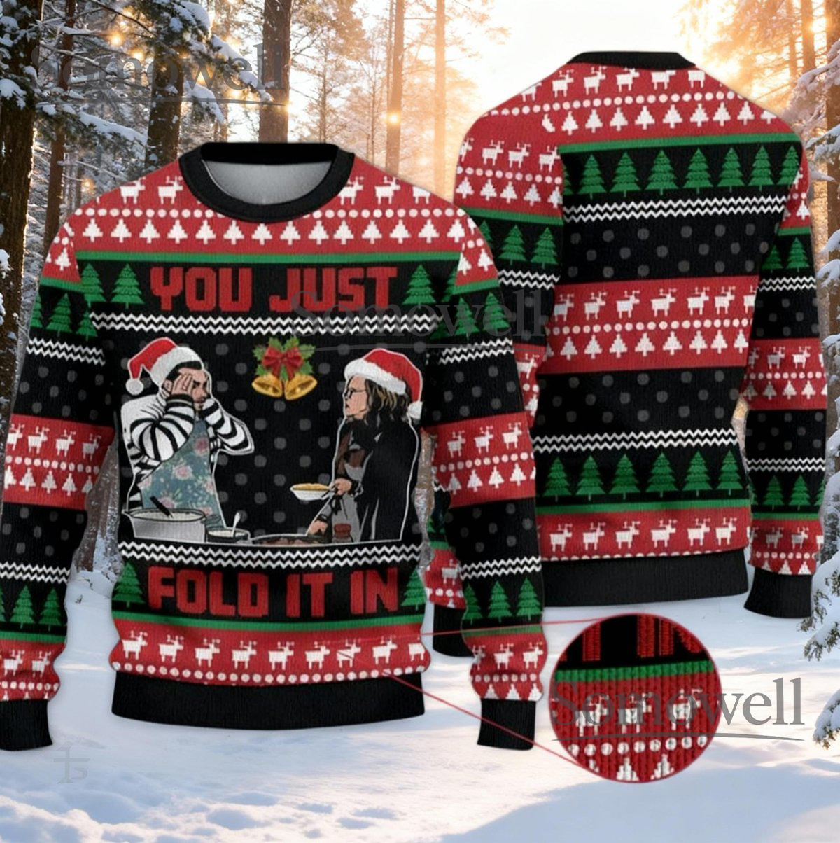 You Just Fold It In Red Green Ugly Christmas Sweater Funny Holiday Cooking Knit Jumper