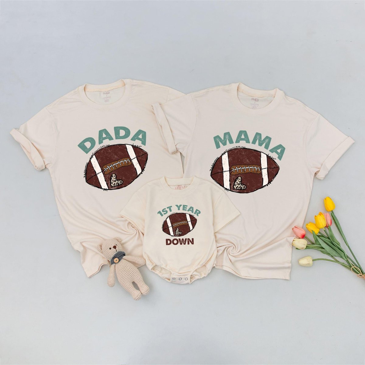 1st Year Down Matching Birthday Shirt Football 1st Birthday Outfit First Birthday Shirt 1st bday out 178