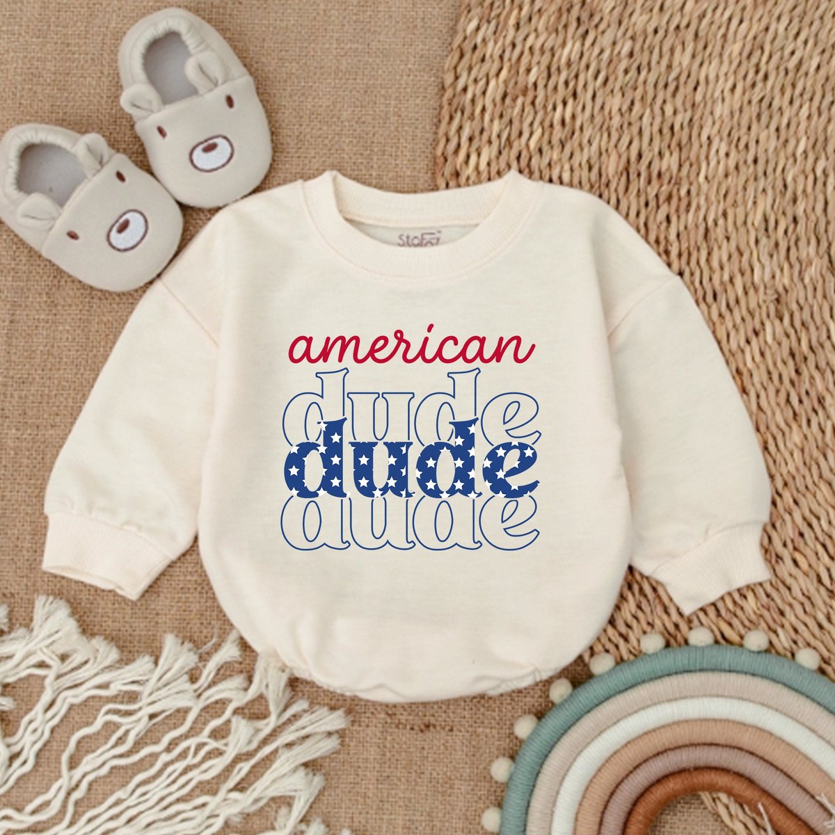 4th of July American Dude Baby Clothes  Patriotic Baby Outfit Bubble Romper Baby Clothes Baby Romper
