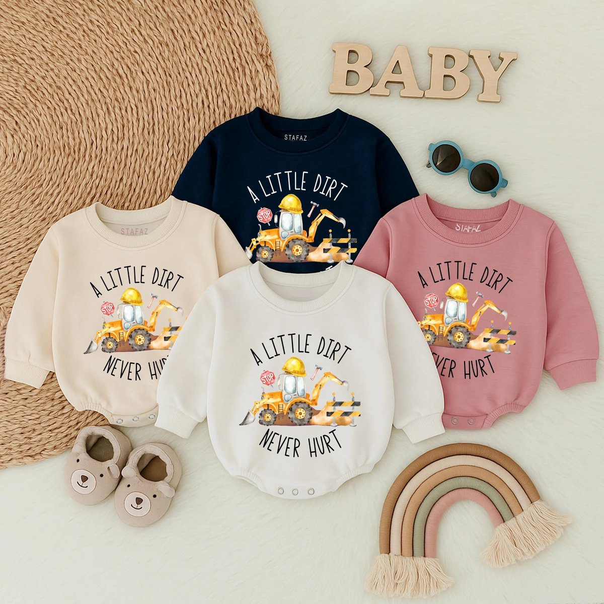 A Little Dirt Never Hurt Baby Bodysuit Farm Baby Boy Bubble Romper Tractor Baby Boy Bodysuit Country 431