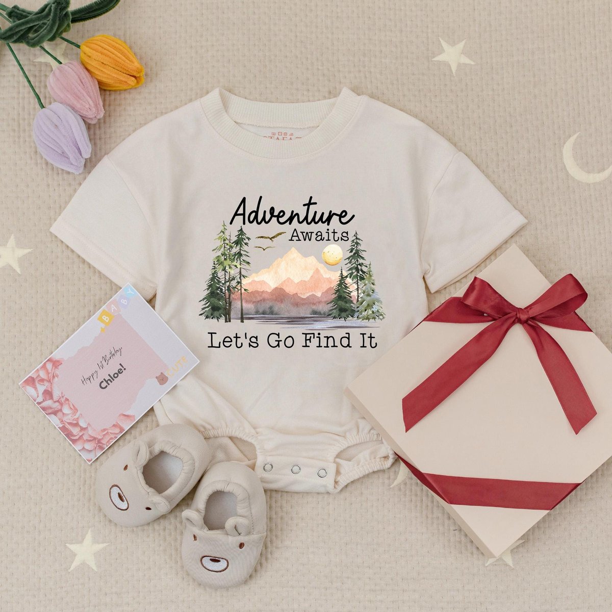 Adventure Awaits Let's Go Find It Baby Romper Cute Babysuit Outdoor Lover Nature Explore Travel Bud