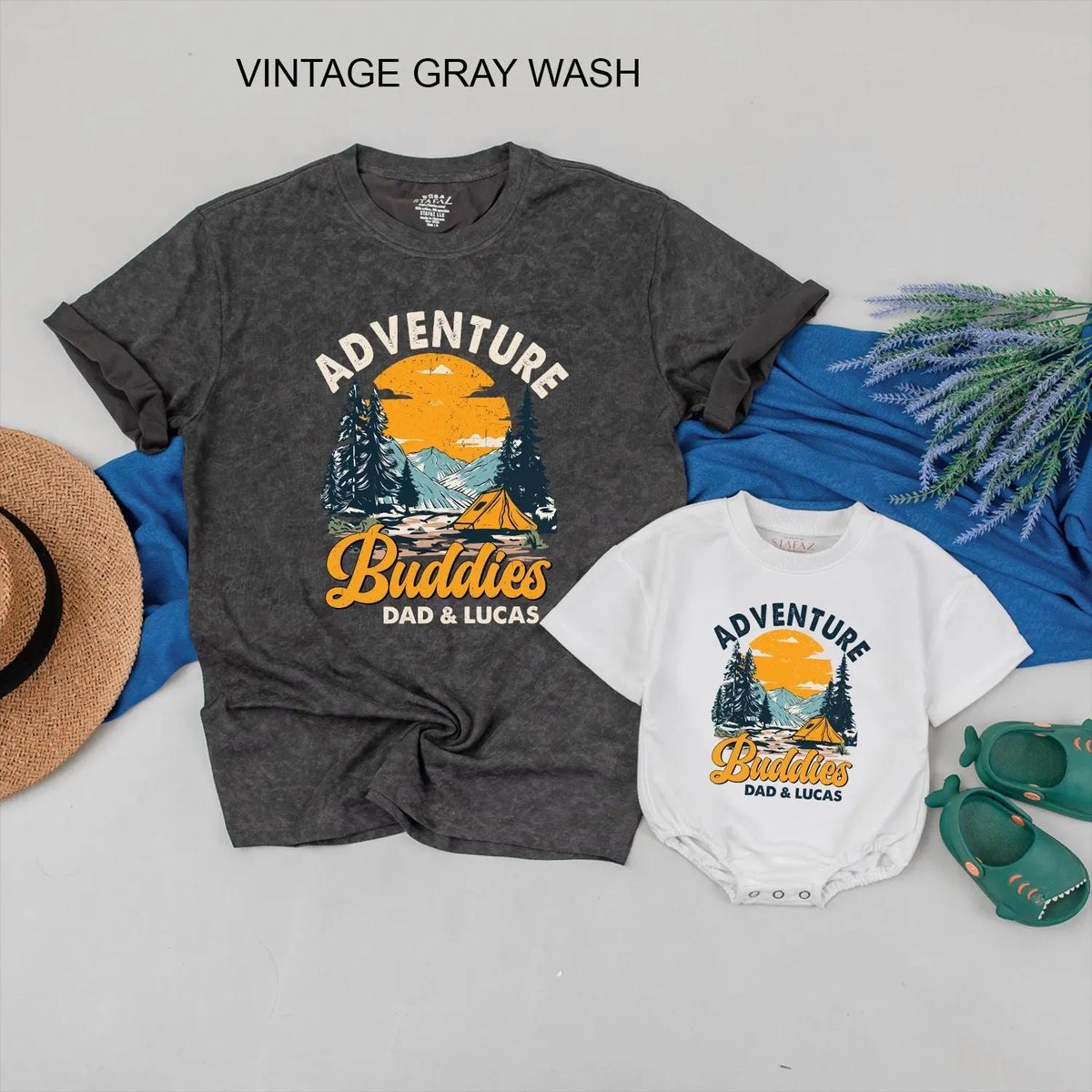 Adventure Buddies Matching Shirts Dad and Baby Camping Outfit Personalized Outdoor Hiking Clothes Mo 432