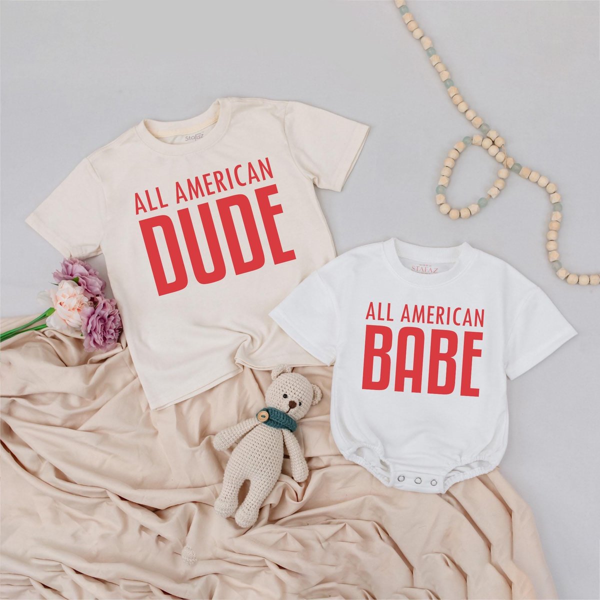 All American Dude Shirt Matching American Babe Outfit Independence Day Shirt Personalized Sibling Sh 167