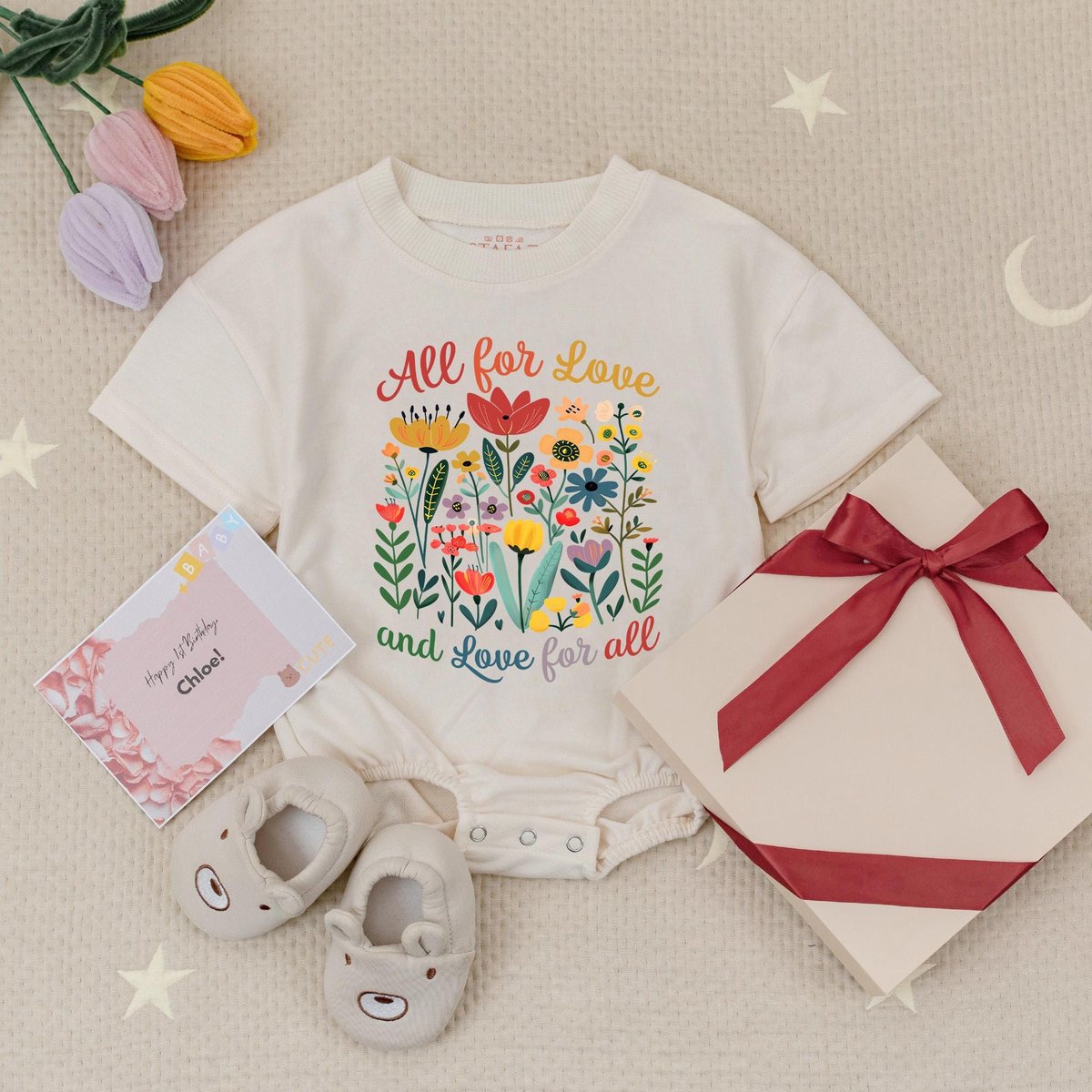 All For Love Baby Romper LGBTQ Rainbow Bodysuit Cute Pride Month Natural Babysuit Love For All Babys