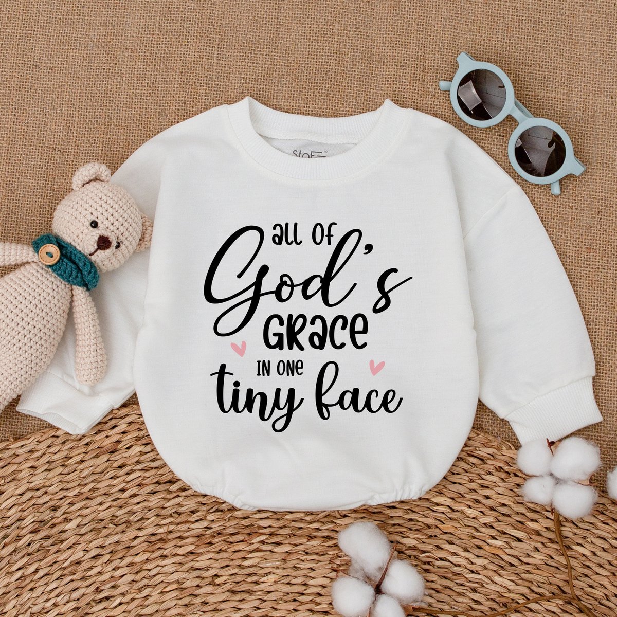 All Of God's Grace In One Tiny Face Romper Religious Baby Bodysuit Newborn Bubble Romper Pregnancy 171