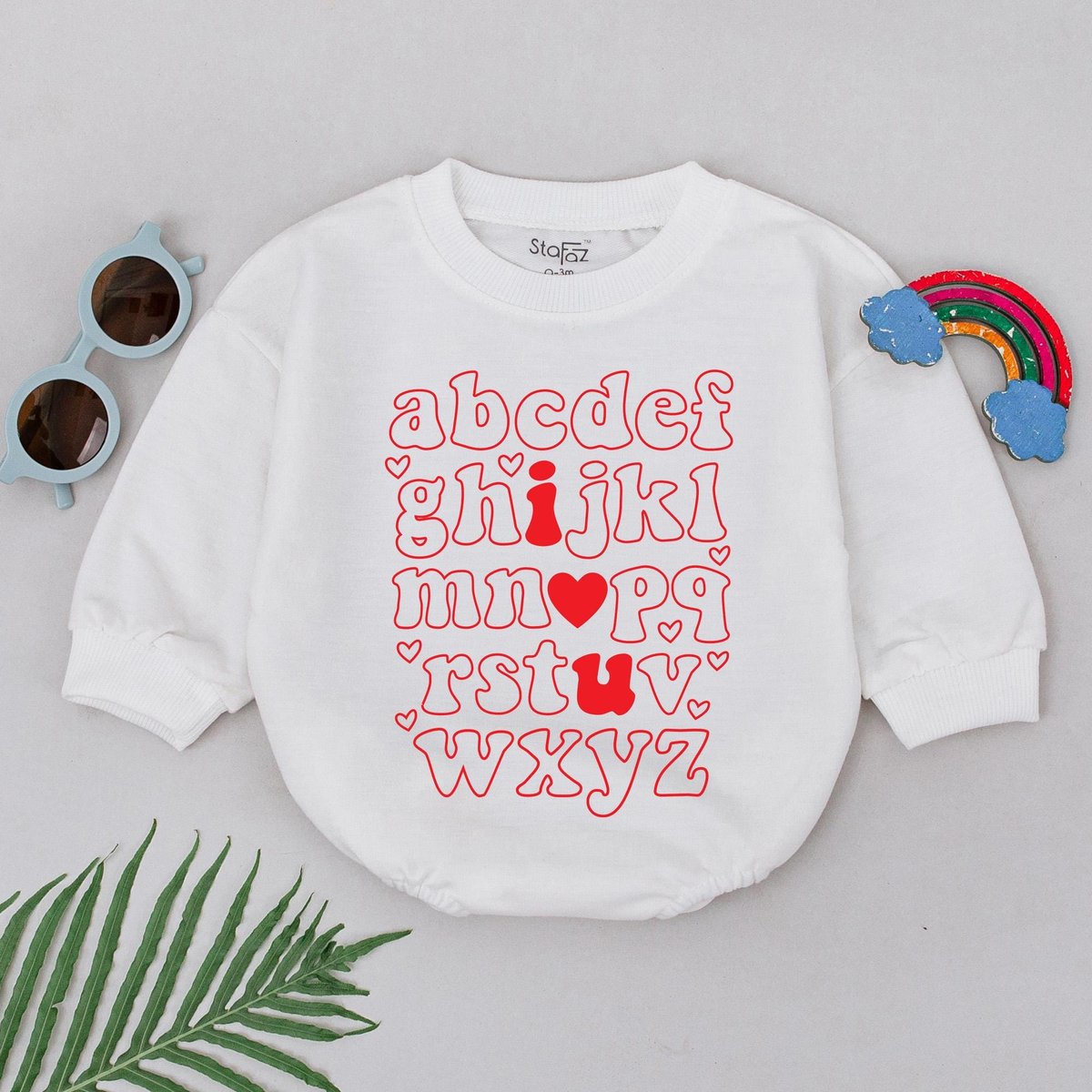 Alphabet I Love You Valentine Romper Little Valentine Bodysuit First Valentine's Day Romper 1st Val