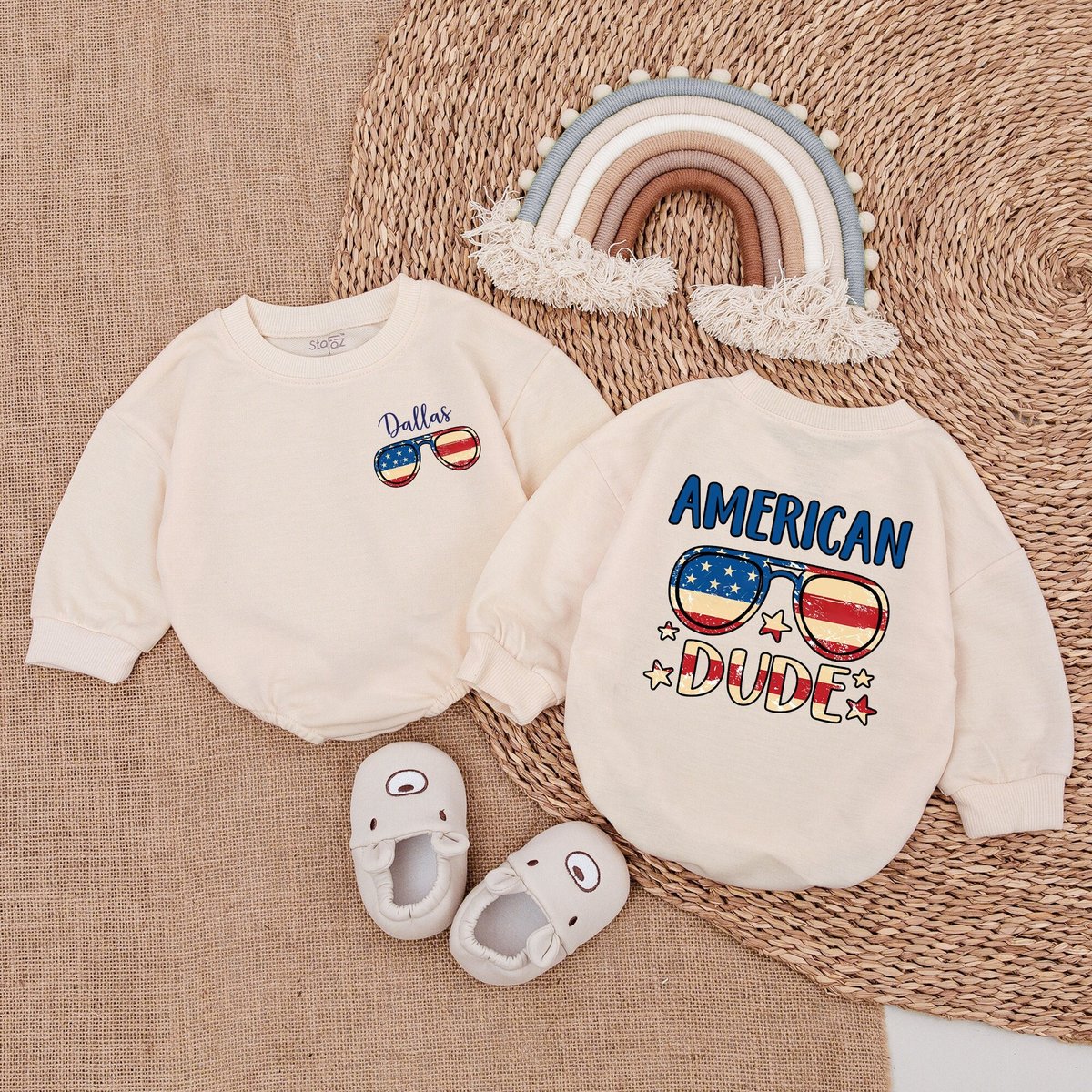 America Dude Bubble Romper Retro 4th of July Baby Clothes Patriotic Baby Outfit Baby Clothes Baby