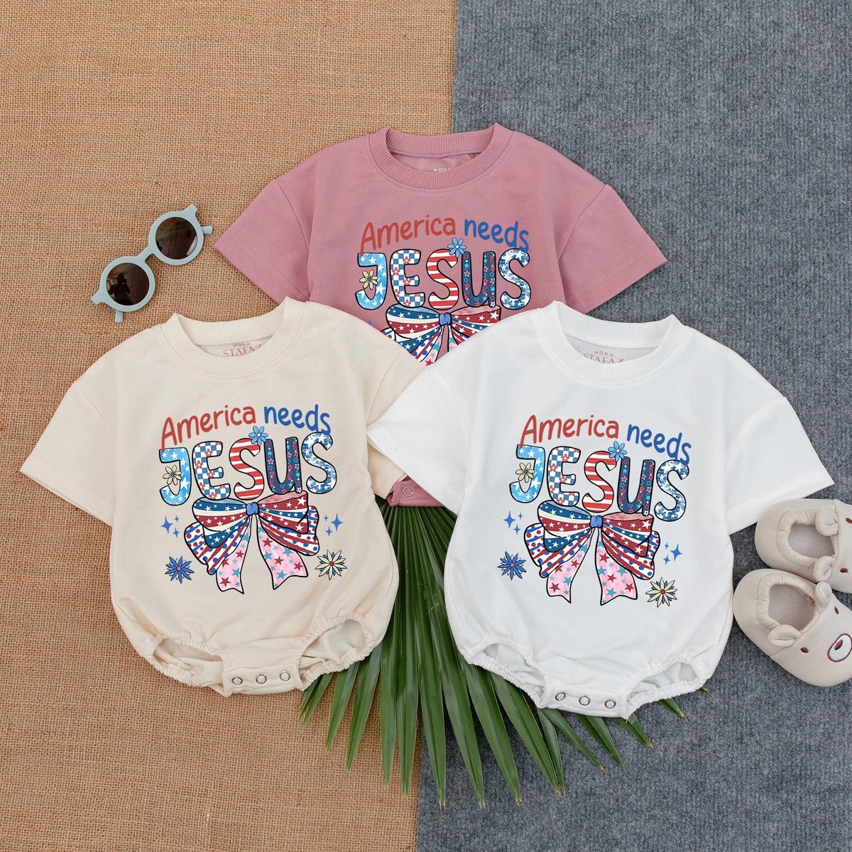 America Needs Jesus T Shirt Bubble Romper Baby Bodysuit Fourth of July Baby Outfit 4th of July Shirt 186