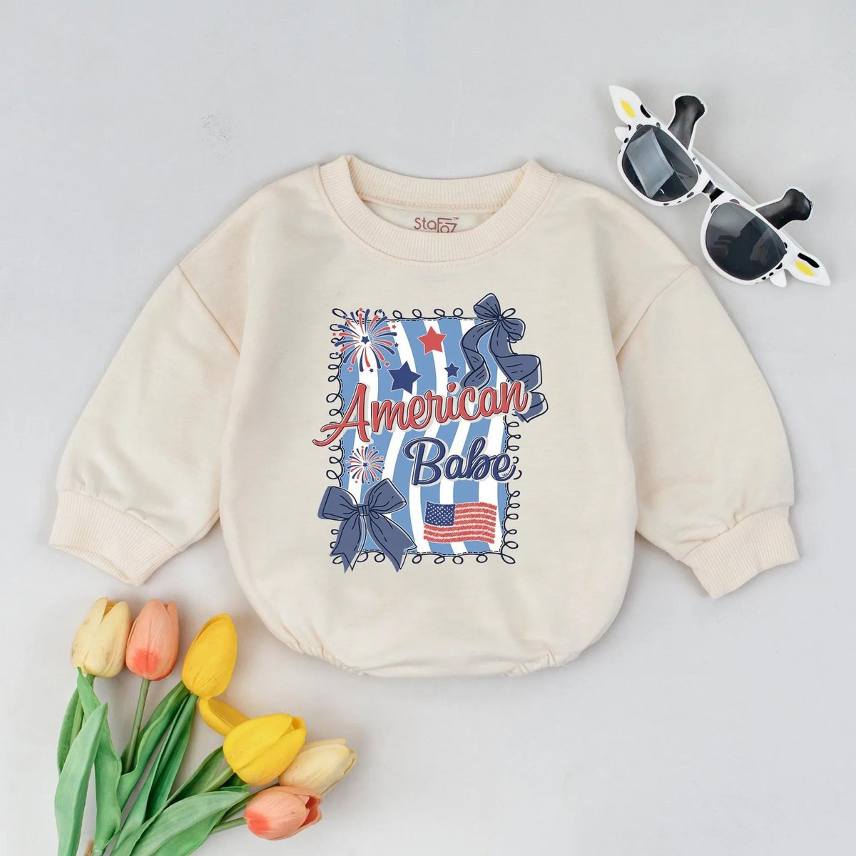 American Babe Romper 4th of July Baby Outfit Patriotic Baby Clothes USA Girl Summer Romper Cute Red 431