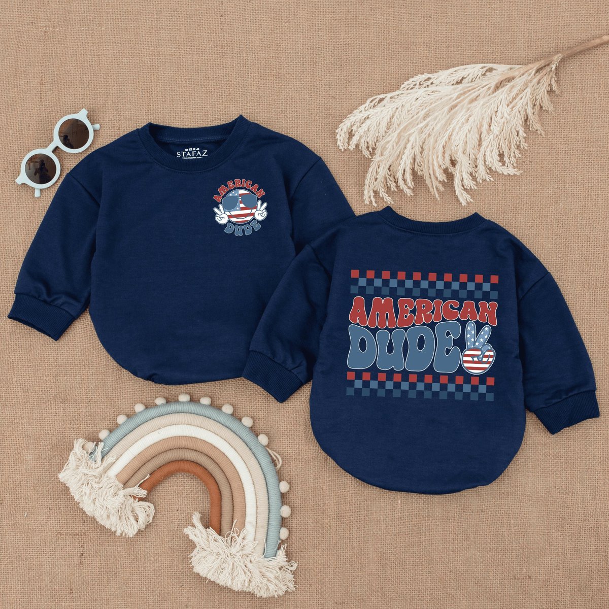 American Dude Bubble Romper Retro Patriotic Bodysuit Cute Fourth of July Baby Baby Clothing american 172