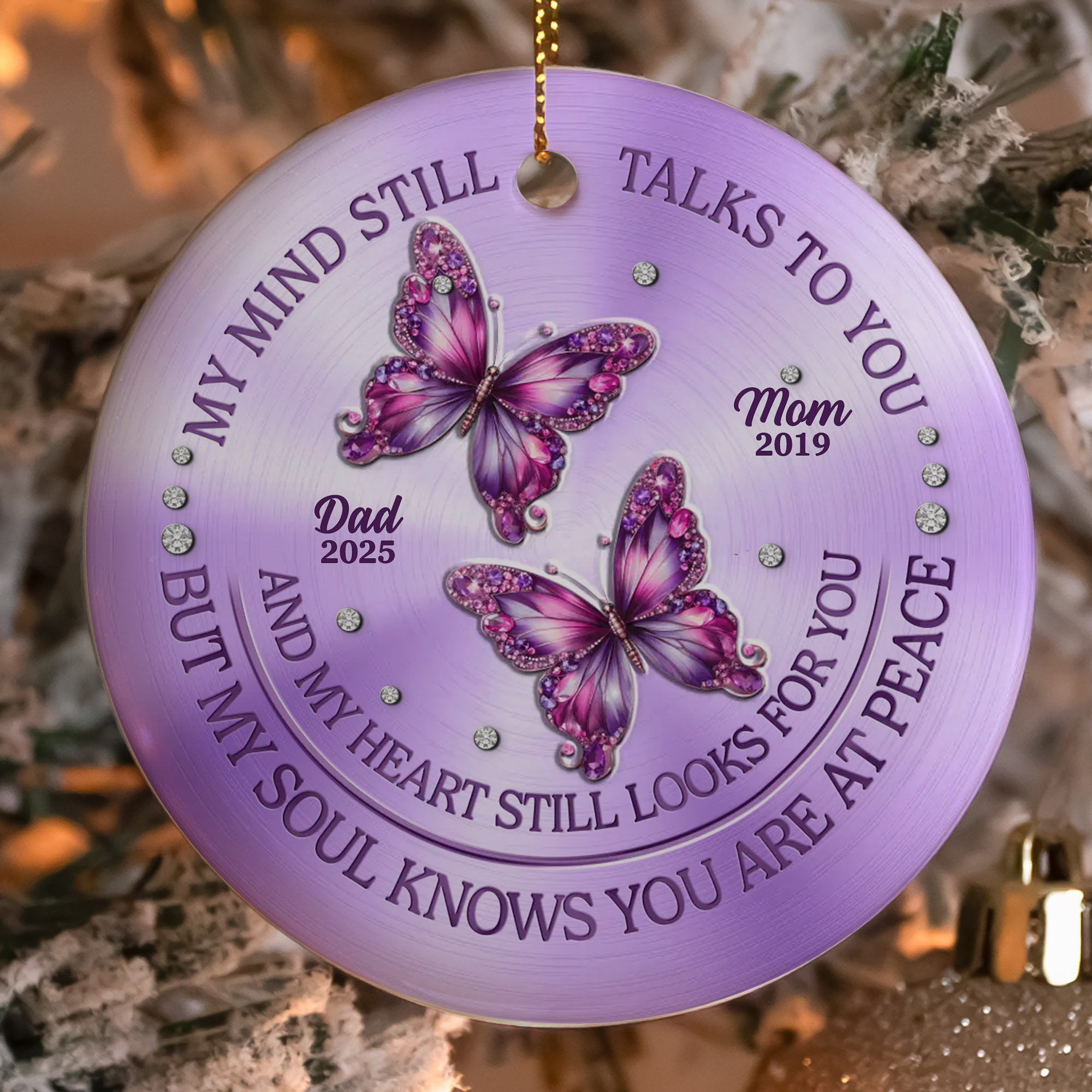 Personalized Butterfly Memorial Ornament - Ceramic In Loving Memory Bauble - Christmas Remembrance Gift-QVLWQ