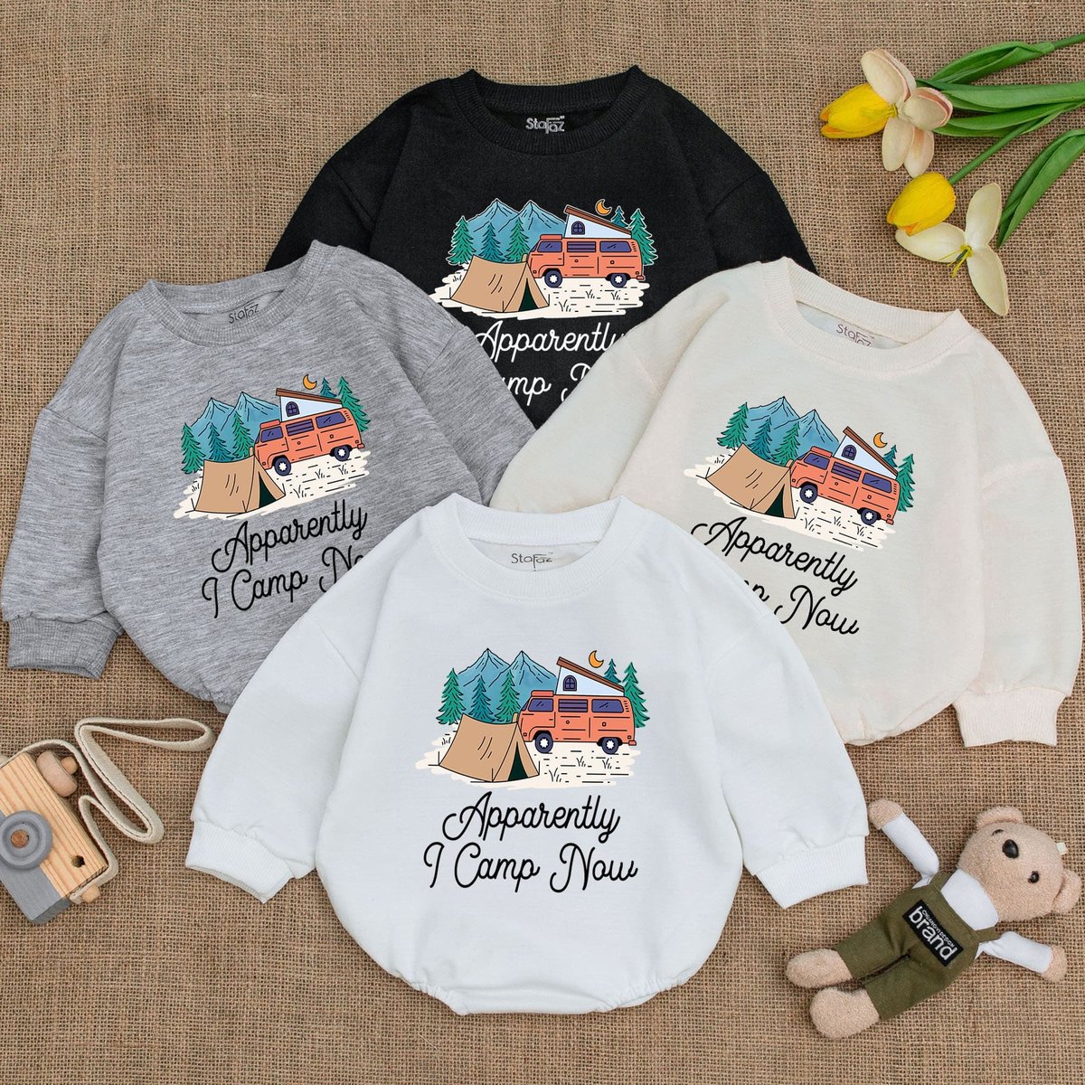 Apparently I Camp Now Baby Bodysuit Cute Camping Infant Outdoor Adventure BodysuitMountains Bodysuit 160