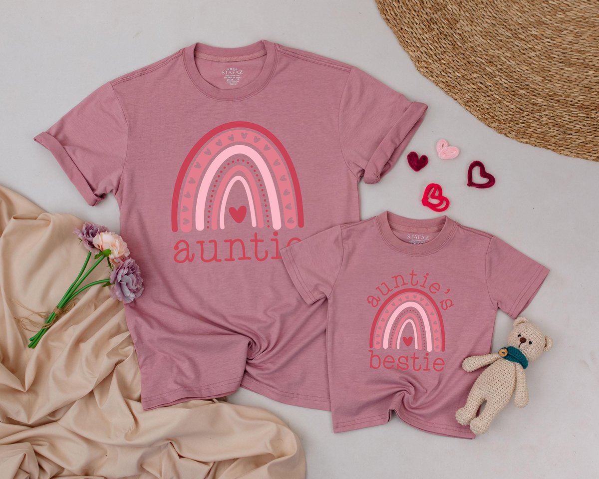 Auntie and Auntie's Bestie Shirts Auntie Me Shirt Aunt Niece Shirts Personalized Valentines Day Out 183