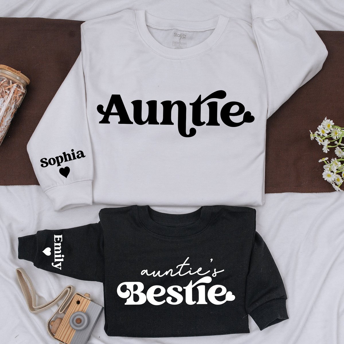 Auntie And Auntie's Bestie Sweatshirt Auntie And Auntie's Girl Ombre New Aunt To Be Matching Gift 161