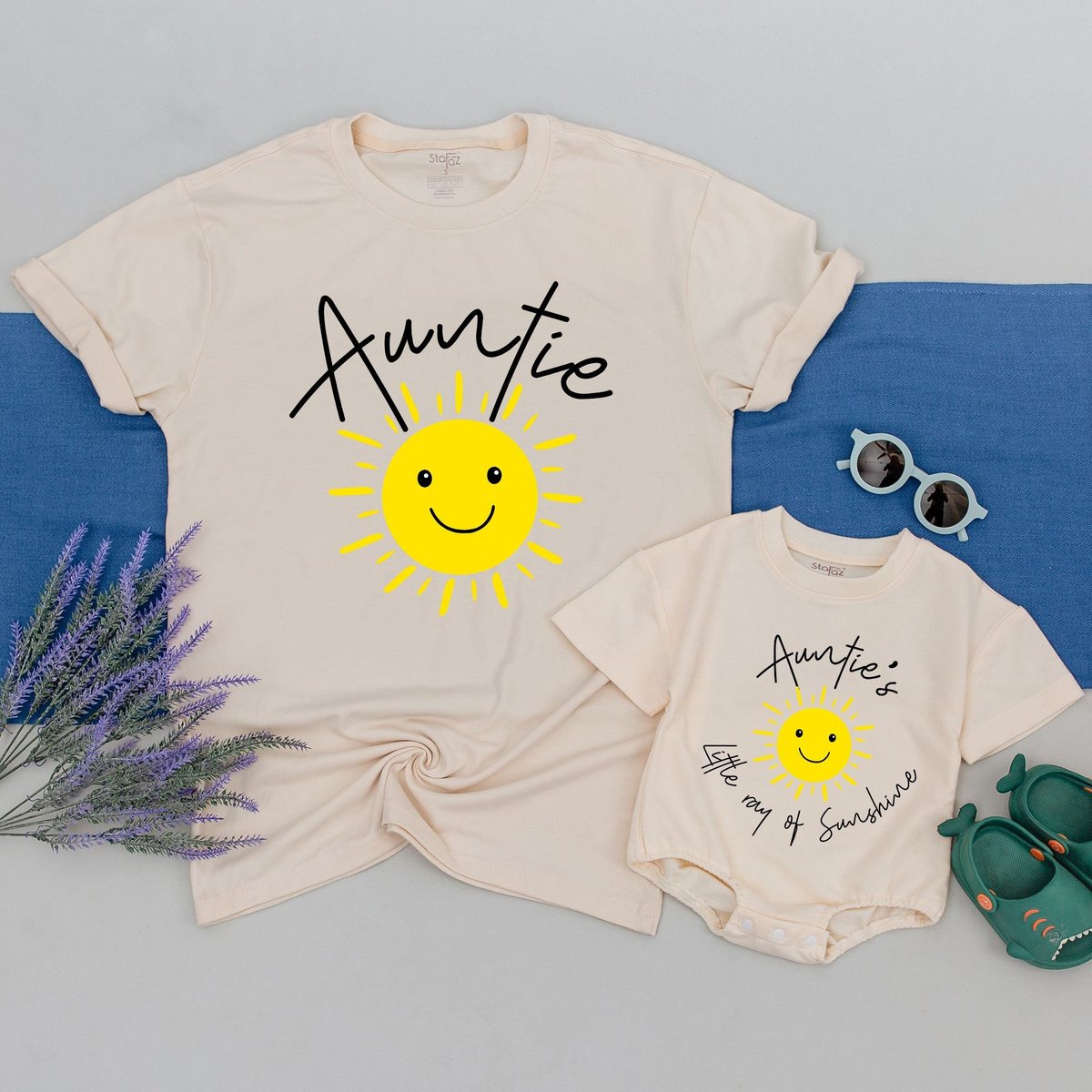 Auntie And Auntie's Little Ray Of Sunshine Shirt Matching Family Shirt Auntie and Nephew Shirt Niec 168