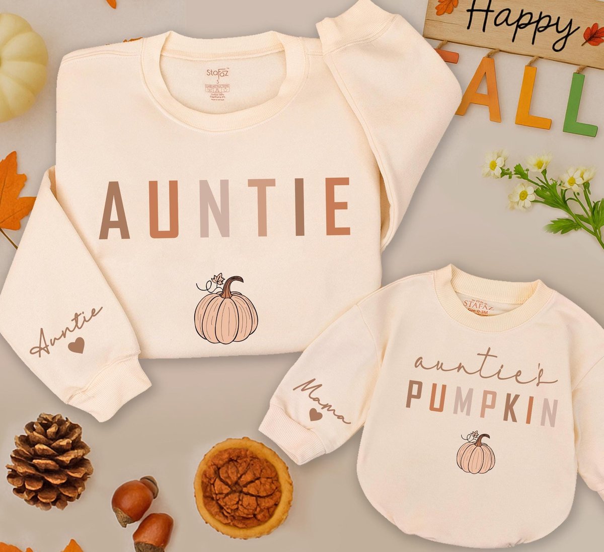 Auntie and Auntie's Pumpkin Sweatshirts Auntie and Me Sweater Matching Family Pumpkin Season Fall G 434