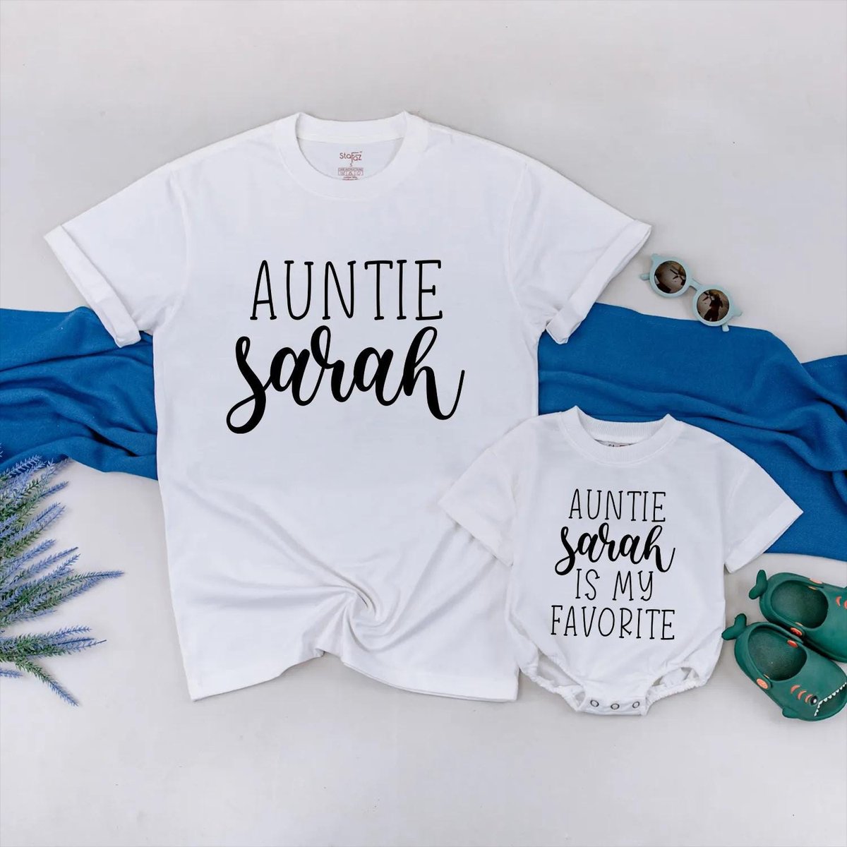Auntie and Aunties Bestie Matching Shirt and Bubble Romper Baby and Aunt Outfit Personalized Gift fo 429