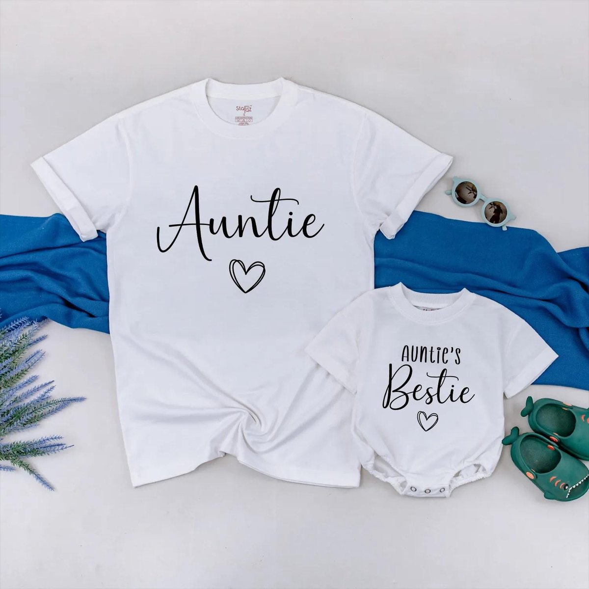 Auntie and Baby Matching Shirts Cute Aunties Bestie Outfit Set Perfect Gift for New Aunts Baby Showe 190