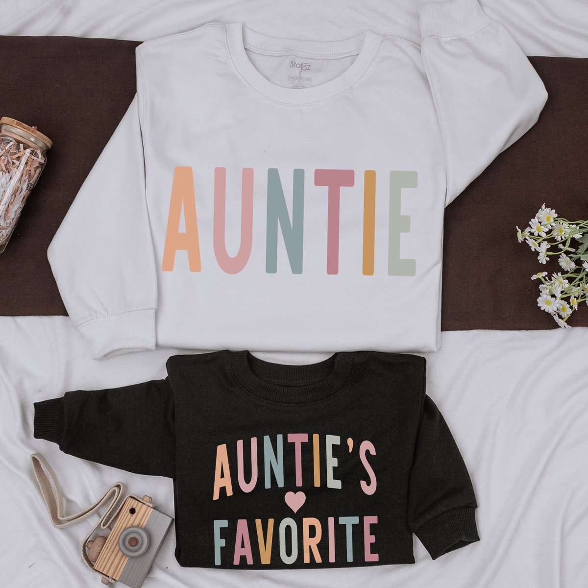 Auntie Me Sweatshirt Auntie And Auntie's Favorite Shirt Custom Matching Family Sweatshirt baby romp 162