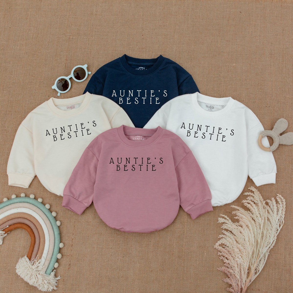 Auntie's Bestie Romper Baby Romper Newborn Romper Gift from Aunt Auntie Baby Shirt Pregnancy Announ 159