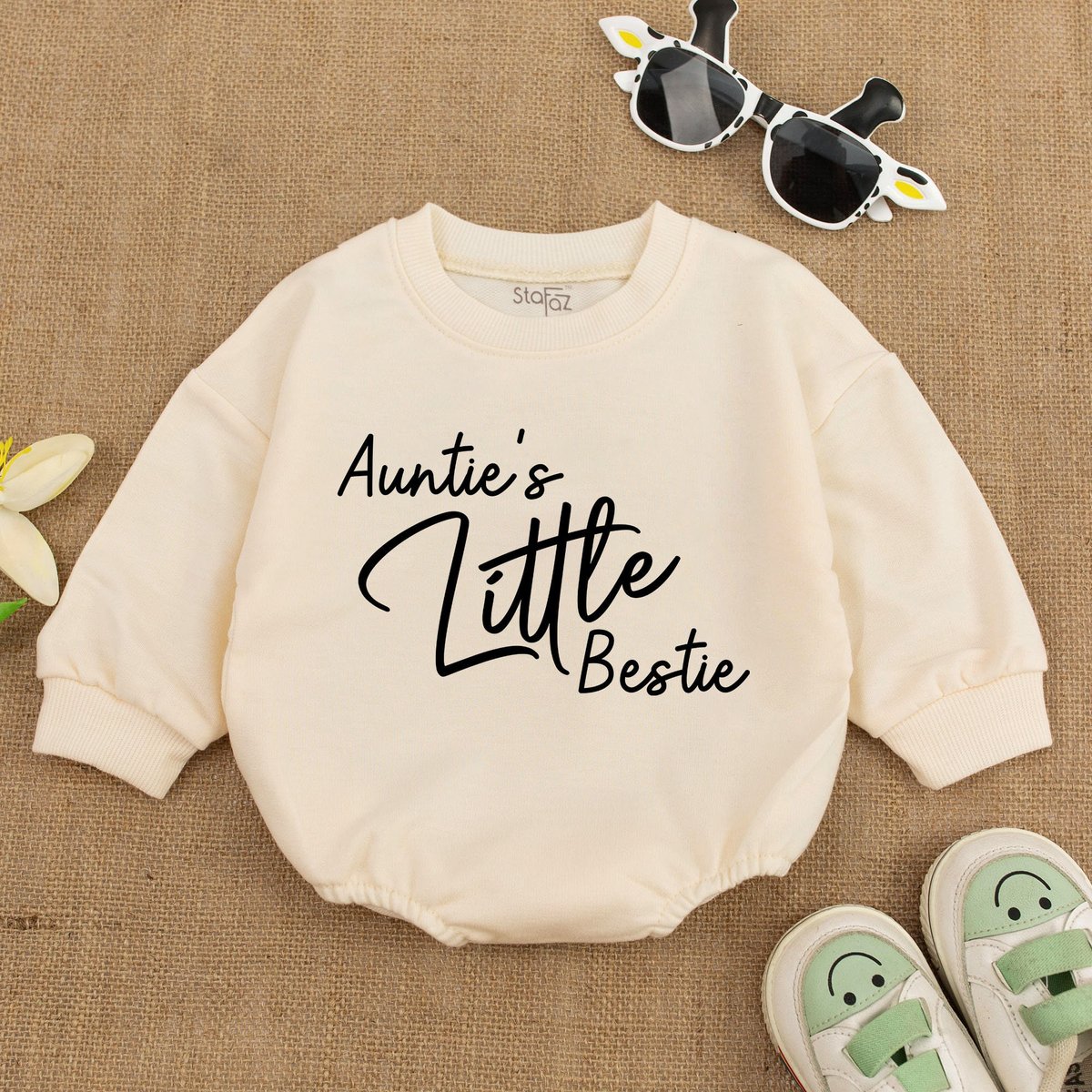 Auntie's Bestie Romper Baby Romper Newborn Romper Gift from Aunt Auntie Baby Shirt Pregnancy Annou