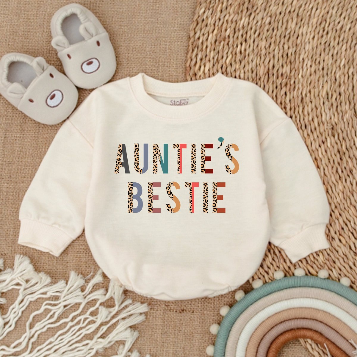 Auntie's Bestie Romper Baby Romper Newborn Romper Gift from Aunt Auntie Baby Shirt Pregnancy Announ 166