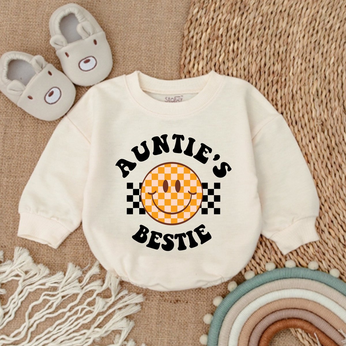 Auntie's Bestie Romper Baby Romper Newborn Romper Gift from Aunt Auntie Baby Shirt Pregnancy Announ 167