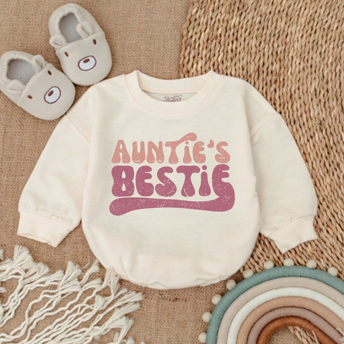 Auntie's Bestie Romper Baby Romper Newborn Romper Gift from Aunt Auntie Baby Shirt Pregnancy Announ 169