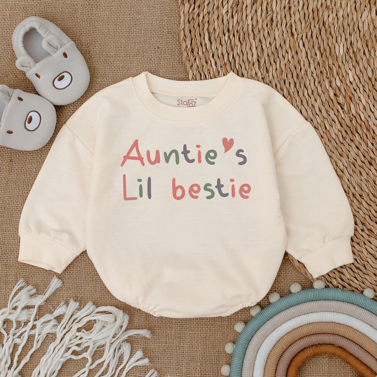 Auntie's Bestie Romper Baby Romper Newborn Romper Gift from Aunt Auntie Baby Shirt Pregnancy Announ 173