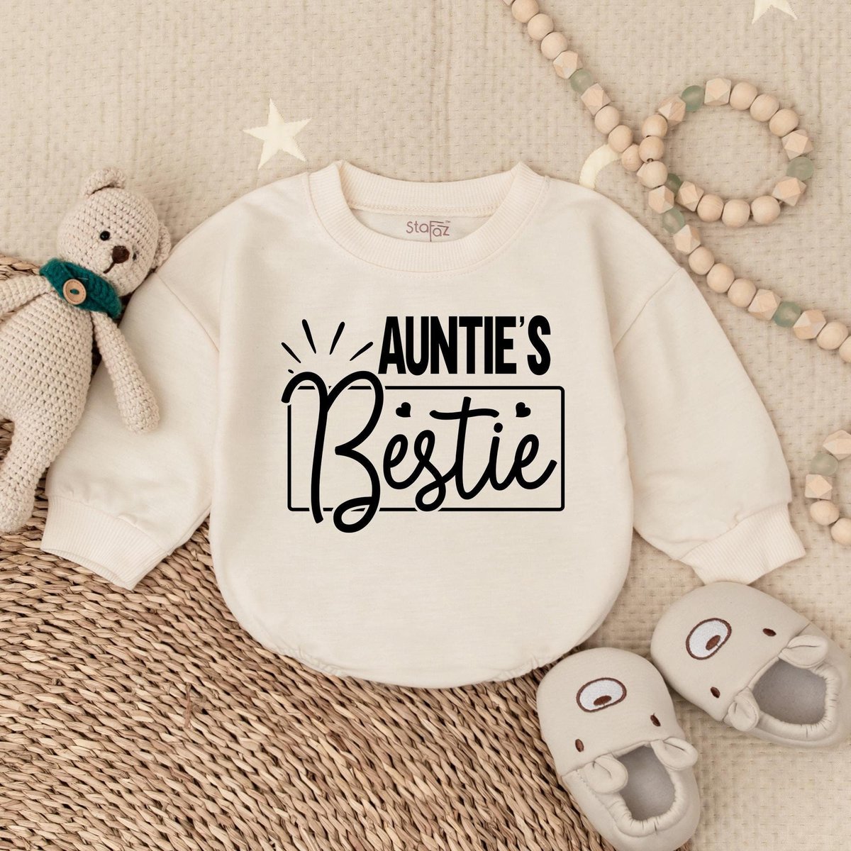 Auntie's Bestie Romper Baby Romper Newborn Romper Gift from Aunt Auntie Baby Shirt Pregnancy Announ 184