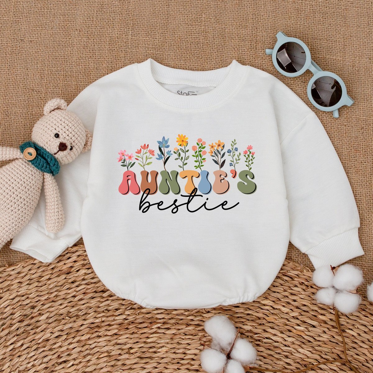 Auntie's Bestie Romper Flowers Auntie Baby Bodysuit Aunt and Niece Shirts Best Gifts for Aunt Best 171