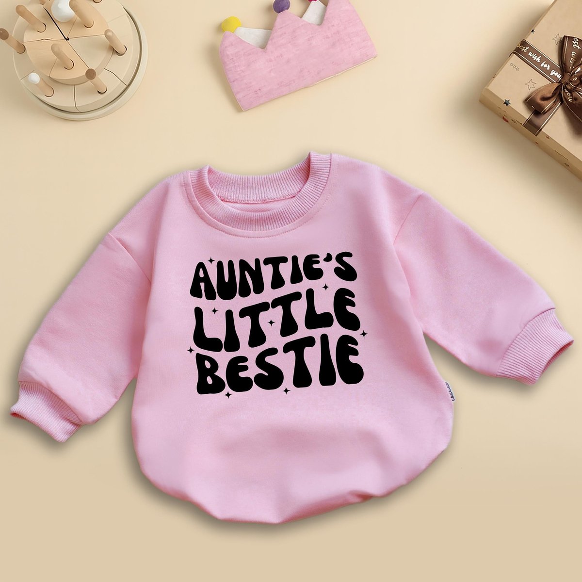 Auntie's Little Bestie Romper Cute Gift From Aunt Family Baby Bodysuit I Love My Aunt Baby Bodysuit 437