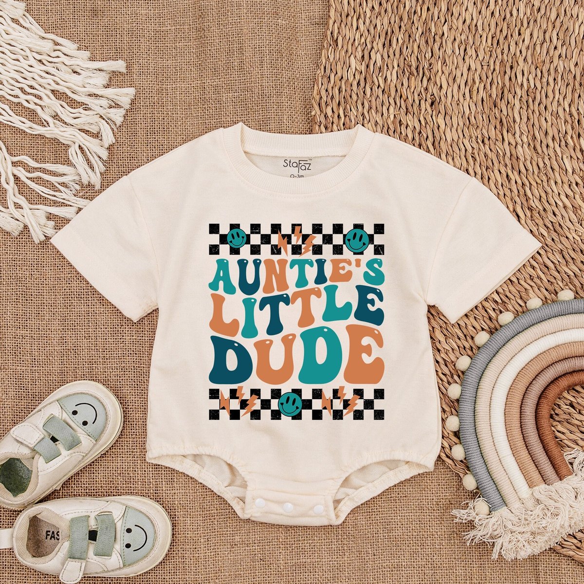 Auntie's Little Dude Romper Aunt Gift Bodysuit Auntie's Boy Shirt Romper for Baby Boy Baby Boy Out