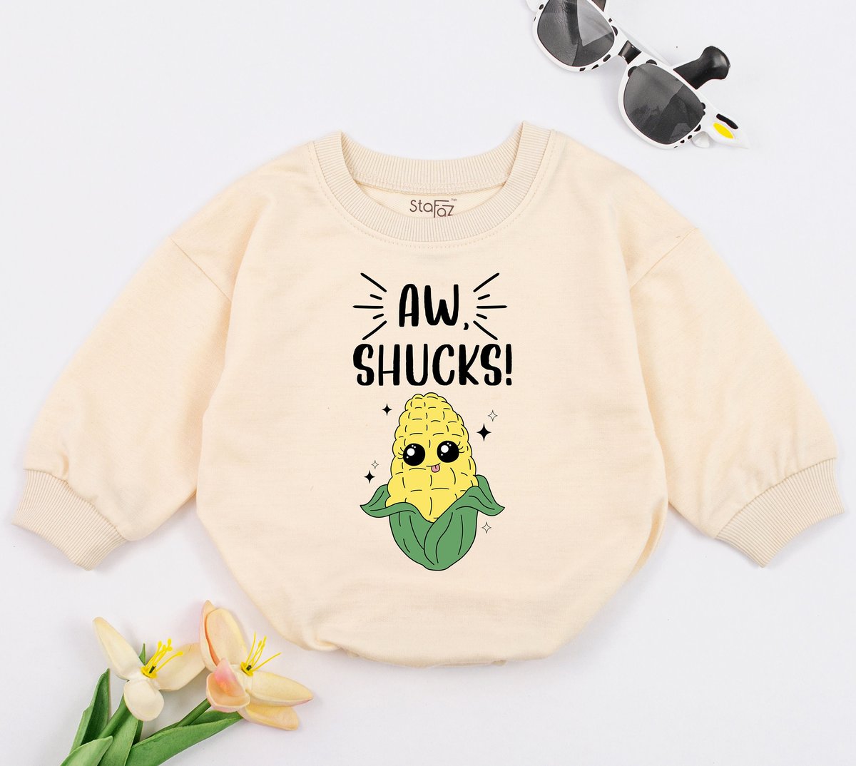 AW Shucks Corn Baby Romper Funny Baby Outfit Hipster Baby Clothes Cute Baby Bodysuit VEGETABLE Baby 149