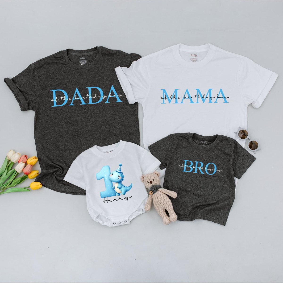 Baby Boy First Birthday Shirt Blue 1st Birthday Outfit Minimalist Matching Family Birthday Shirts Bi 174