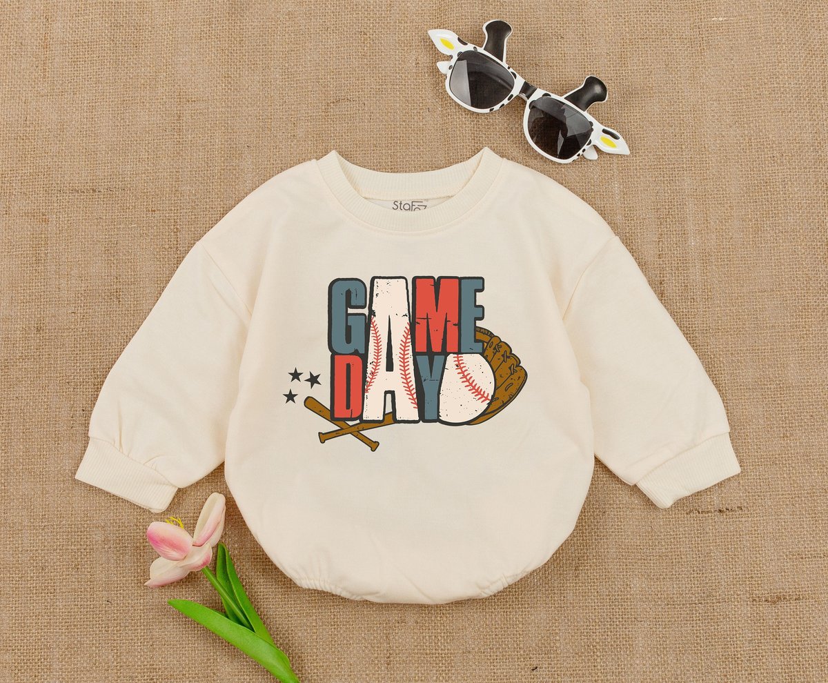 Baby Boy Gameday Newborn Baby Clothes Retro Natural BodysuitToddler SweatshirtBaby Romper Bubble Ro