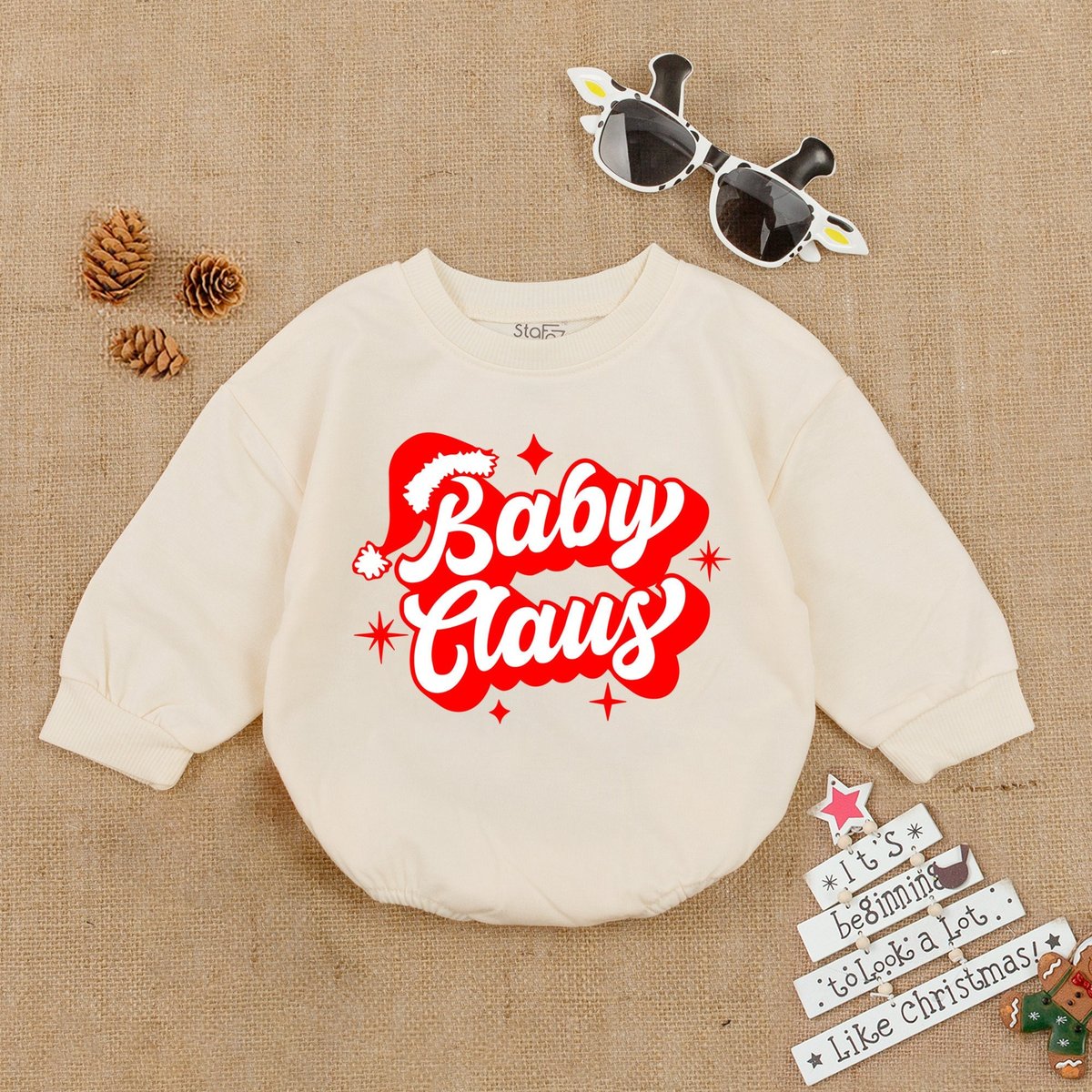 Baby Claus Cozy Clothes First Christmas Baby Romper Christmas Bodysuit Christmas Cookie Outfit Bubbl