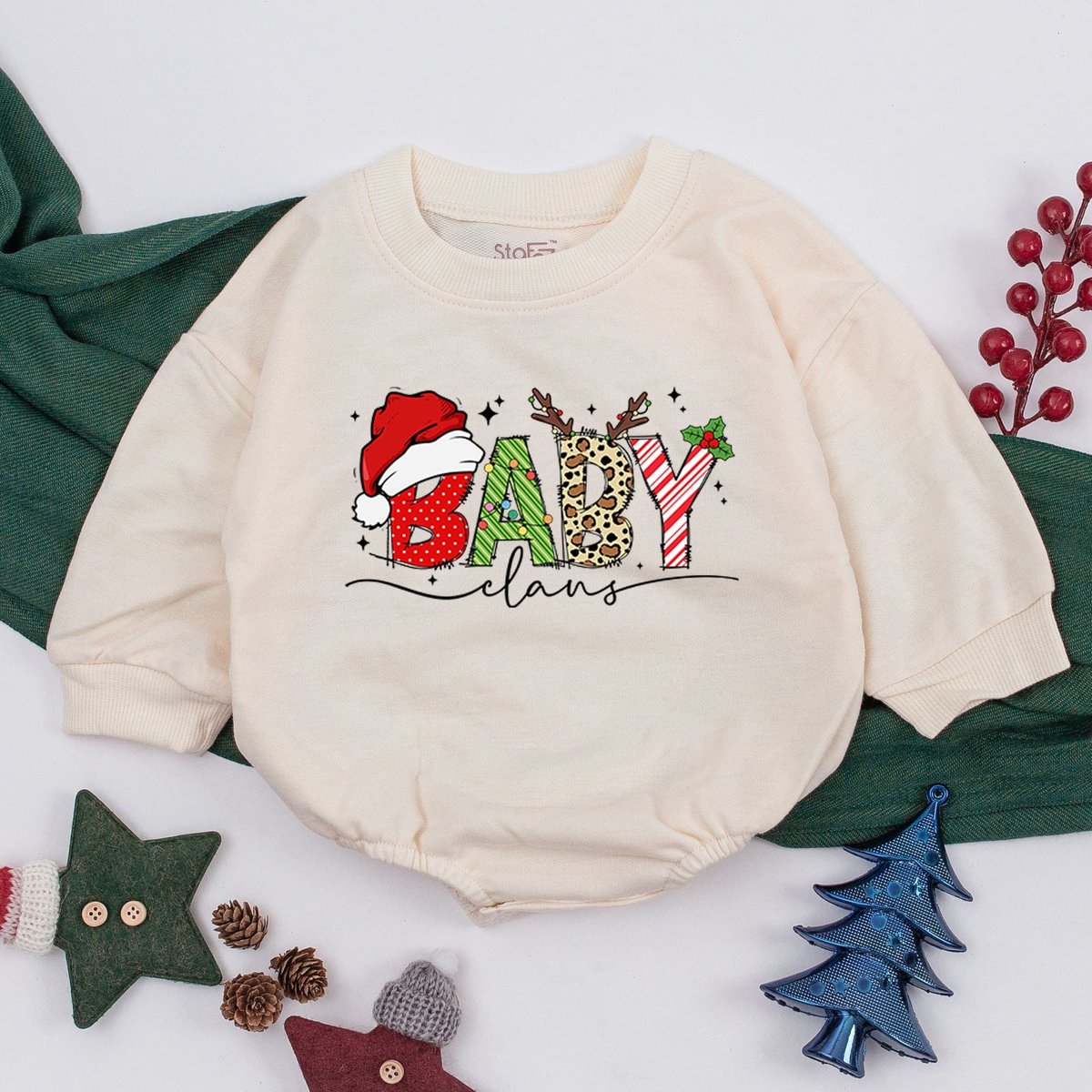 Baby Claus Romper Christmas Baby Outfit Baby First Christmas Baby Holiday Outfit Baby Sweatshirt Rom 159