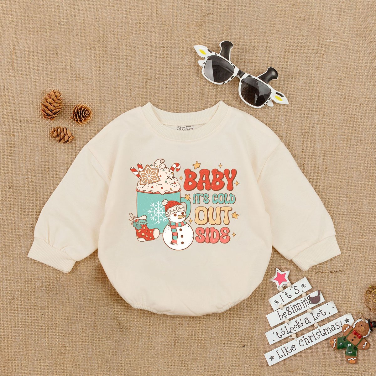 Baby It's Cold Outside Christmas Bodysuit Baby Cozy Clothes Santa Romper Retro Santa OutfitSanta Ba