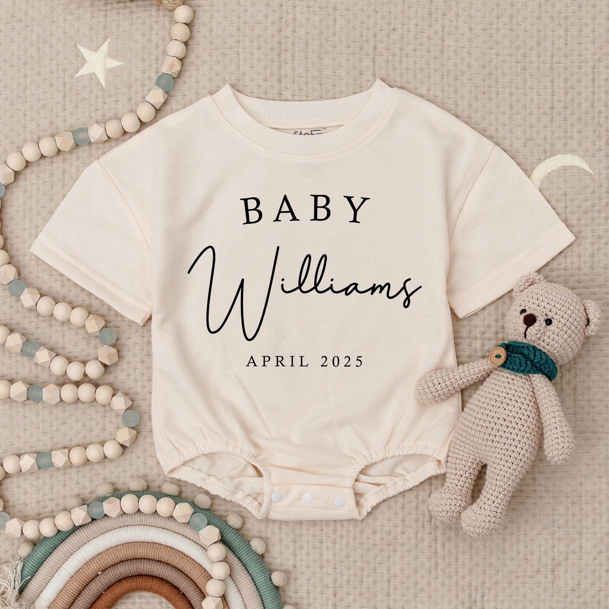 Baby Name Custom Baby Romper Custom Announcement Baby Bodysuit Personalized Bodysuit Natural Coming