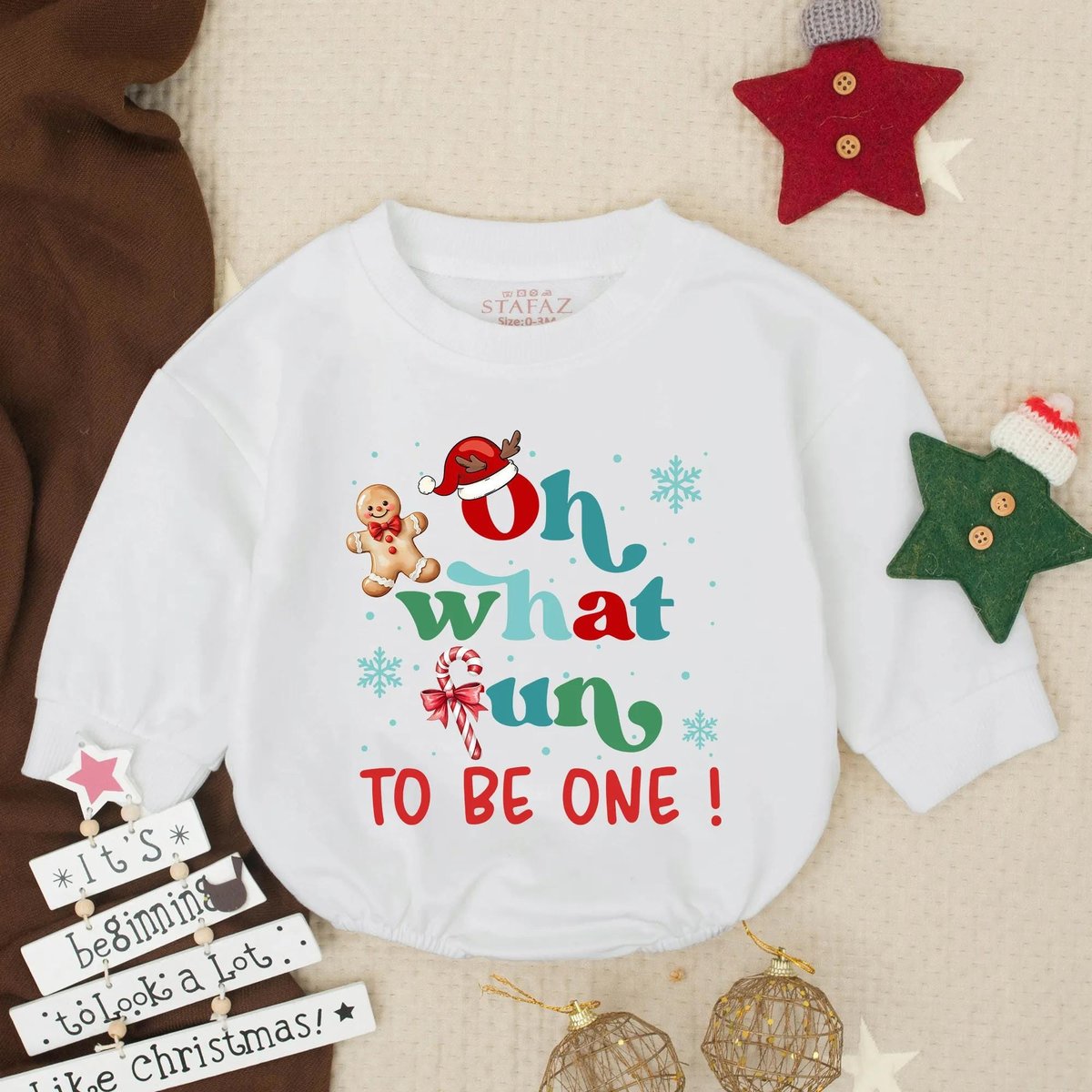 Baby Santa 1st Birthday Bubble Romper My First Christmas Outfit for Baby Holiday Sweatshirt Infant S