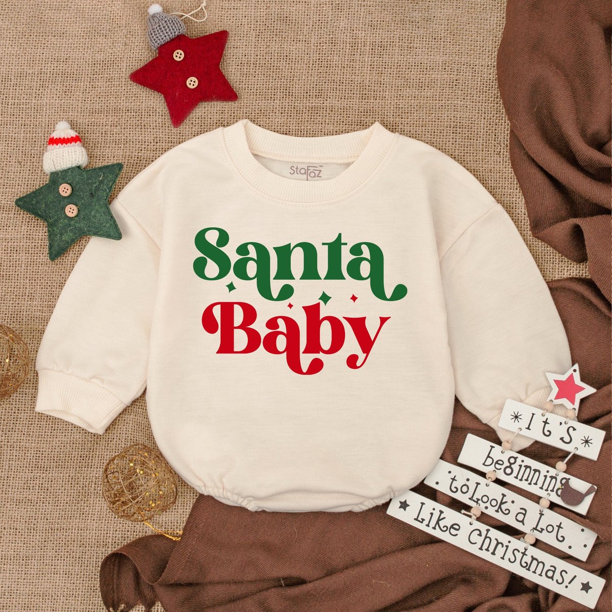 Baby Santa Bubble Romper Baby Claus Cozy Clothes First Christmas Baby RomperChristmas Bodysuit Chris