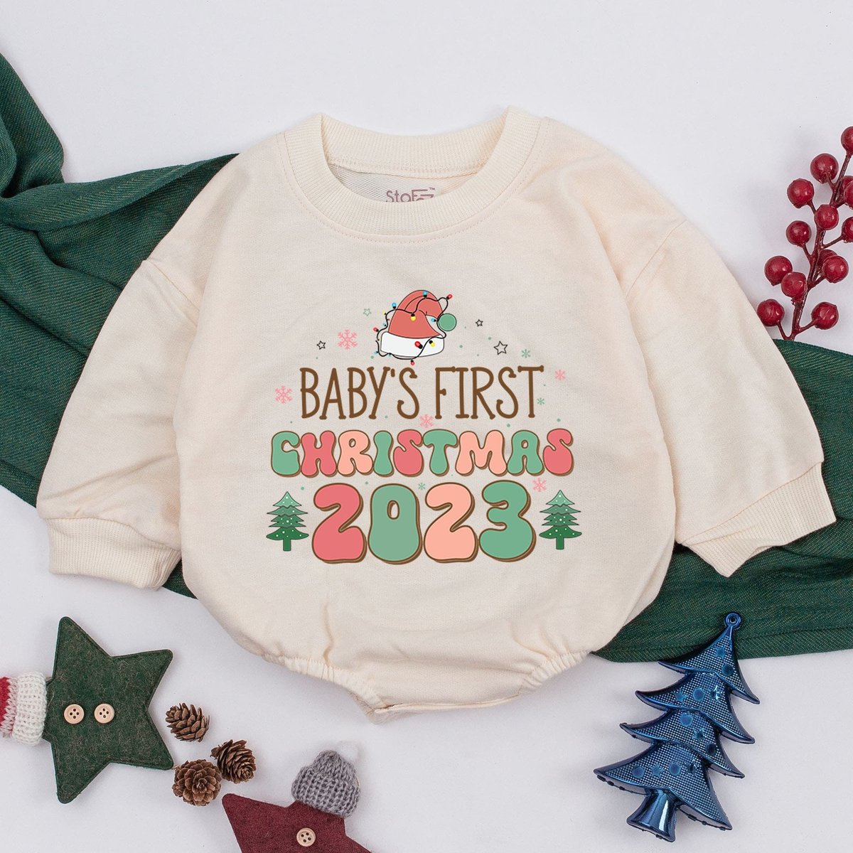 Baby's First Christmas Romper Christmas Toddler Sweatshirt First Christmas Baby Clothes Baby Shower 160