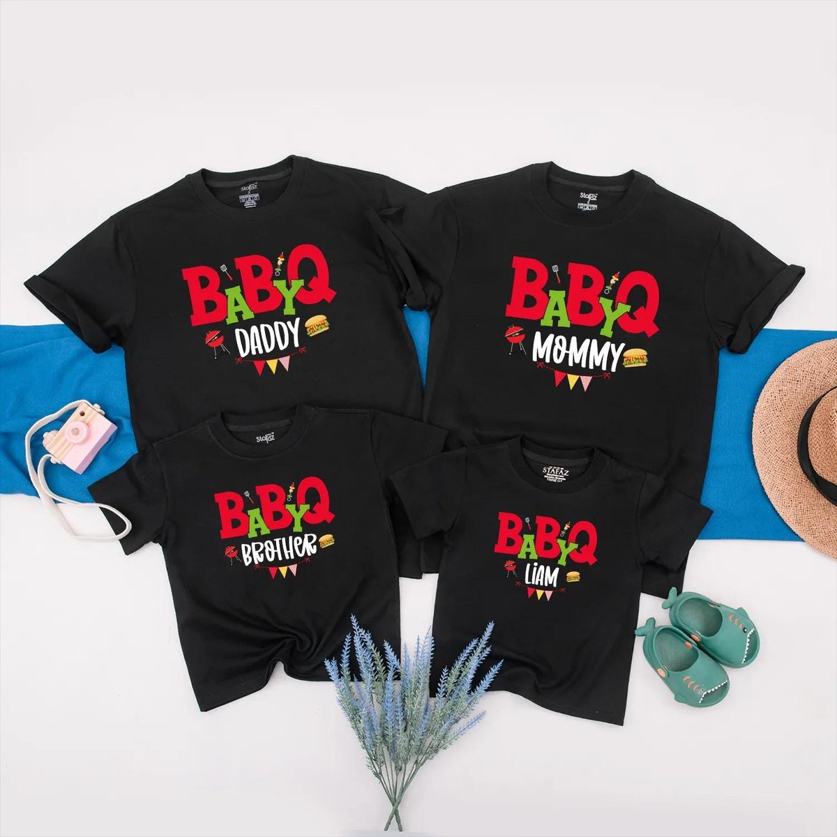 BABYQ Family Matching Shirts Custom BBQ Family Party Outfit Personalized Grilling Party Clothes Idea 432