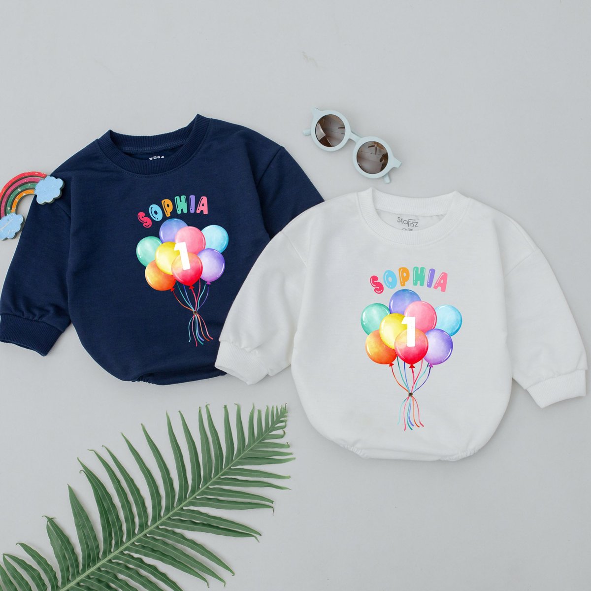 Balloon First Birthday Romper Birthday Balloon Romper First Birthday Outfit 1st Birthday Baby Bodysu
