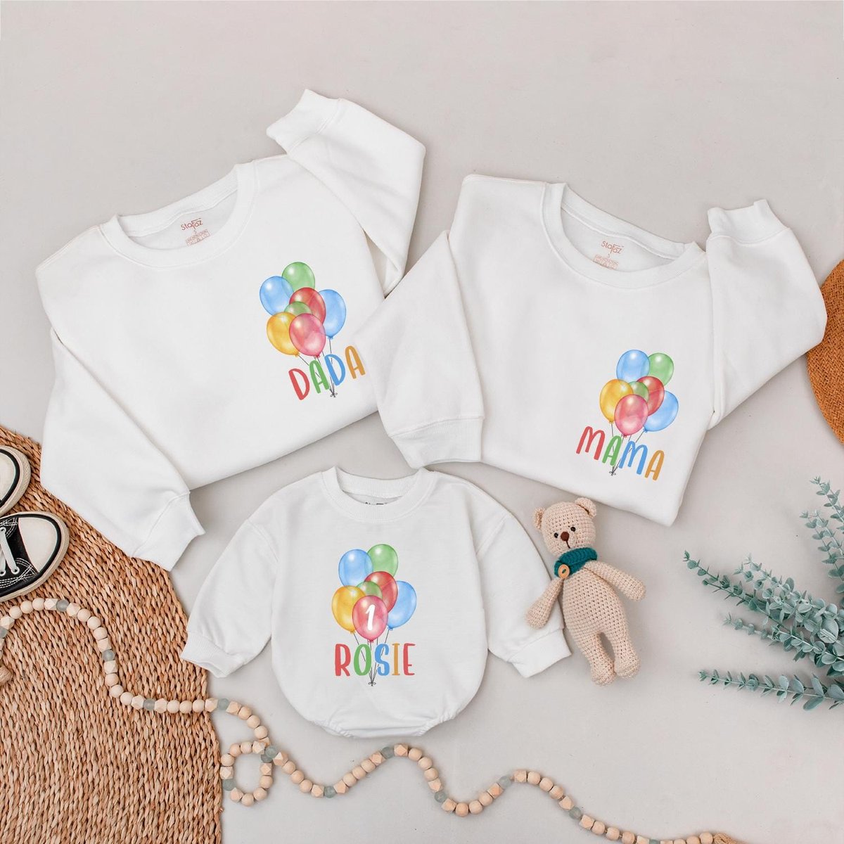 Balloons Family matching Birthday Sweatshirt 1st Birthday Party 1st Birthday Outfit Matching Birthda 185