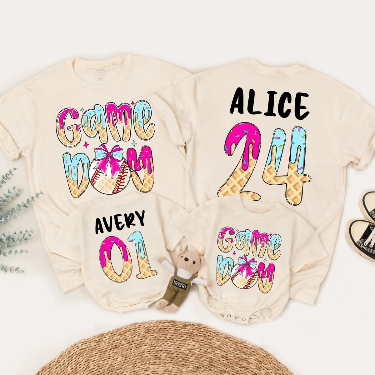 Baseball Game Day Ice Cream Drip Shirt Personalized Baseball Drip Birthday Shirt Matching Family Bas 430