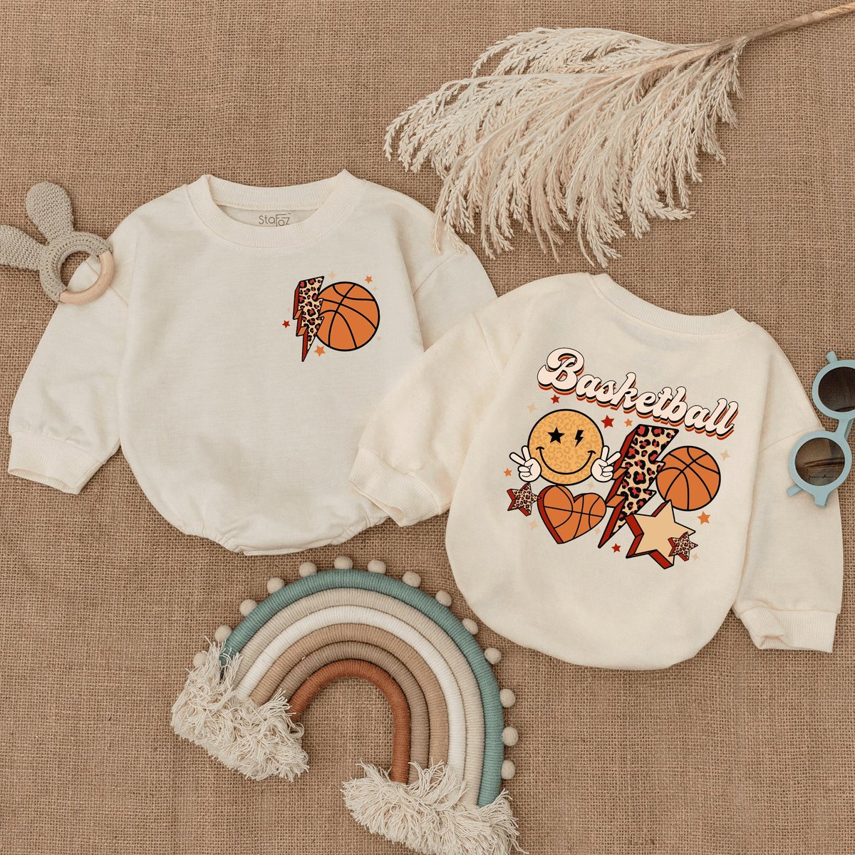 Basketball Game Baby Romper Football Season Retro Basketball Game Baby Football Game Day Romper Bubb 166