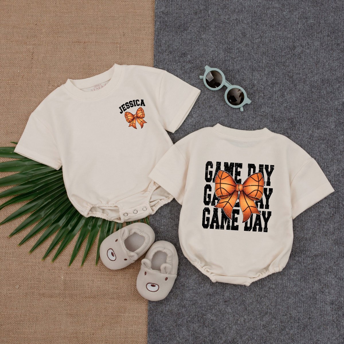 Basketball Game Baby Romper Football Season Retro Basketball Bow Baby Football Game Day Romper Bubbl 177