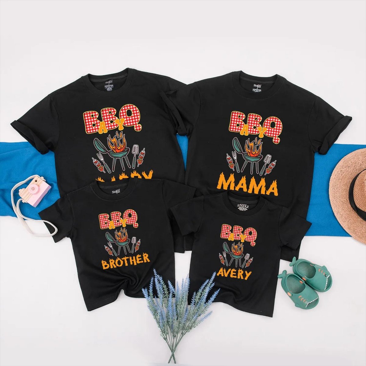 BBQ Family Matching Shirt Custom Barbecue Party Outfits Personalized BBQ Family Tee Grilling Party C 432